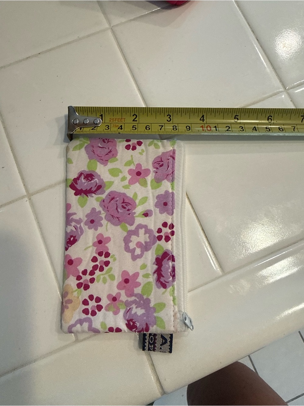 Floral Cotton Zipper Pouch - Pink & Green - Picture 3 of 3